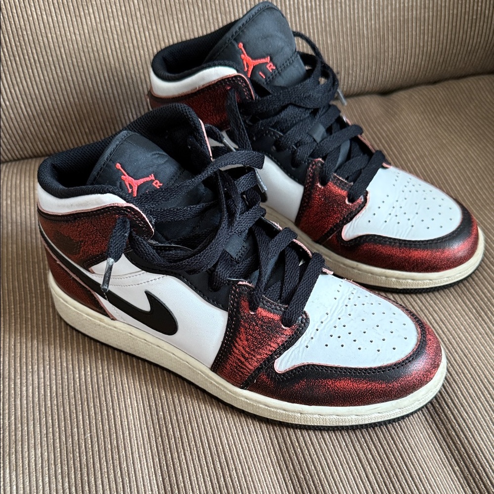 Jordan Black, Red, and White Sneakers